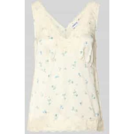 Blousetop van viscose met kanten afwerking