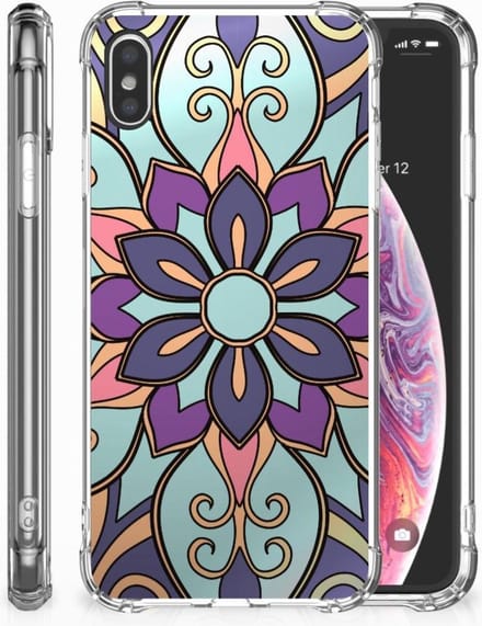 TPU Case Anti-Shock voor Apple iPhone Xs Max Case Purple Flower