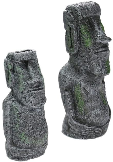 Store_7 - Antieke standbeelden - Aquariumdecoratie - Set van 2 - Moai