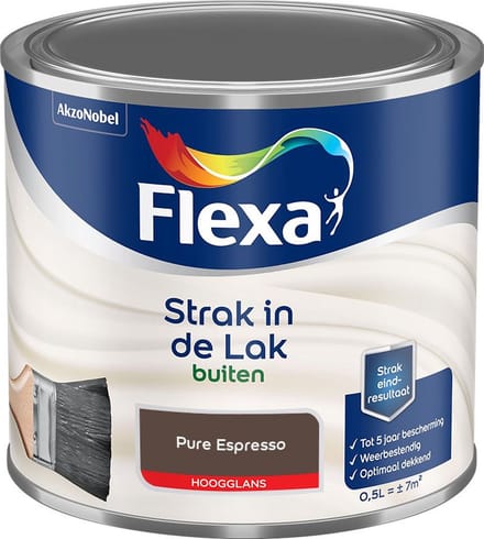 Flexa - Strak In De Lak Buitenlak Hoogglans - Pure Espresso - Mengverf - 500 Ml