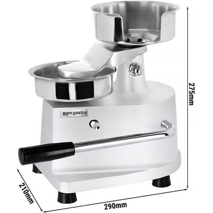 GGM Gastro Manuelle Hamburgermaschine - Ø 130 mm - Silber Zilver