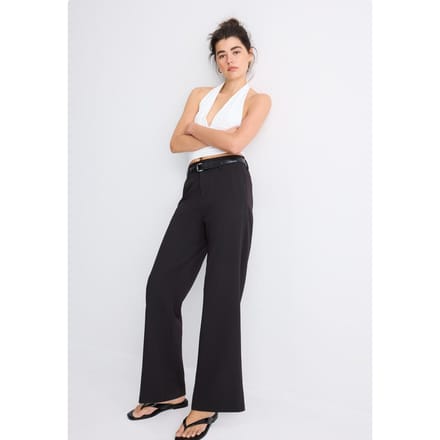 Stradivarius Rechte geklede broek met riem  Zwart 32
