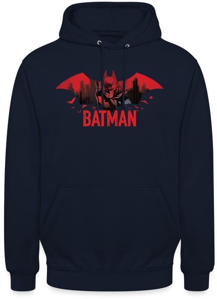 Batman Met Vleermuizen En Rood Batman-Logo Hoodie Unisex
