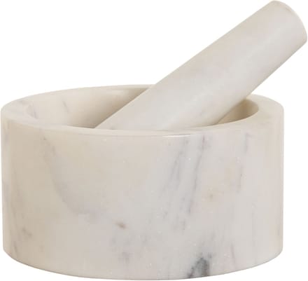 ITEM Vijzel met stamper - wit - marmer - rond - mortier - keukenartikelen