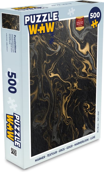Puzzel Marmer - Textuur - Grijs - Goud - Marmerlook - Luxe - Legpuzzel - Puzzel 500 stukjes