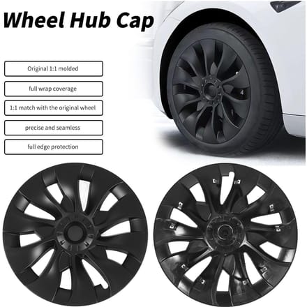 4 Stuks 18 inch Automobiel Naafkap Mat Zwart Wielnaaf Volledige Velg Beschermer Afdekking Vervanging voor Tesla Model 3 2017 tot 2023 Matte Black black