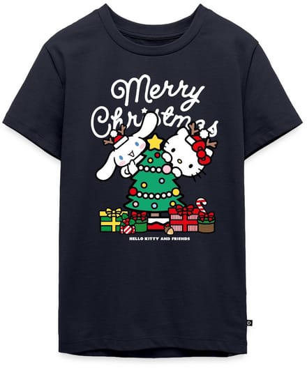 Hello Kitty En Cinnamoroll Kerstontwerp Premium T-Shirt Tiener