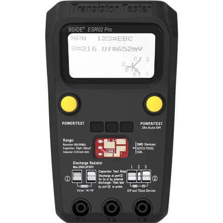 BSIDE ESR02 Pro testeur de Transistor testeur numérique multifonctionnel Diode Triode résistance capacité Without Test Clip
