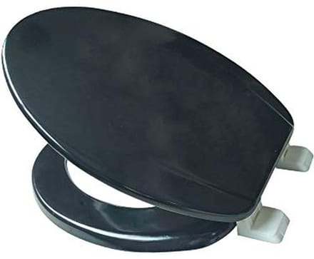 Langwerpige toiletbril met Easy Clean & Change scharnier - zwart
