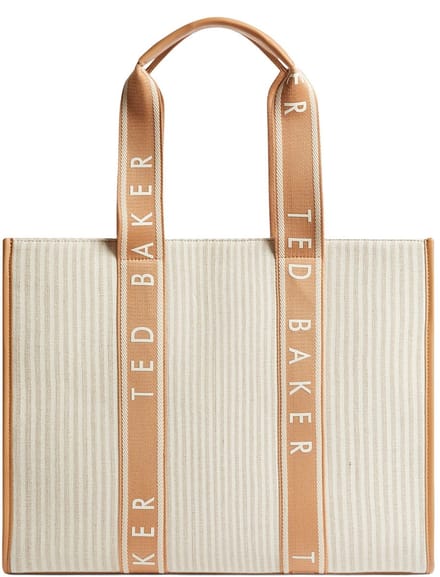 Ted Baker Shopper Schoudertas Hayllee Striped Canvas Large Icon Bag Camel Beige