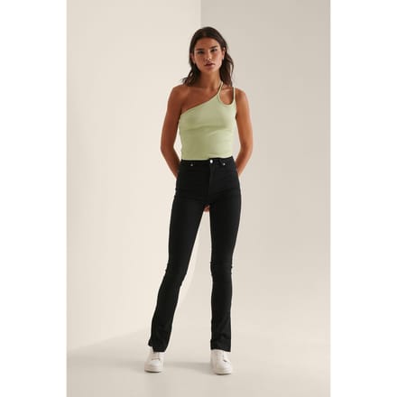 na-kd  - Maat EU 34 - Side Slit Skinny Dames Jeans
