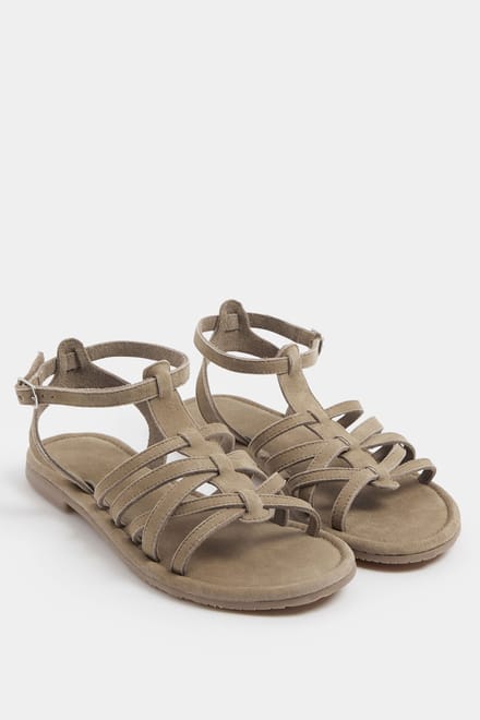 Yours Natuurbruine Imitatiesuède Gladiatorsandalen In Extra Brede Epasvormsize 42E