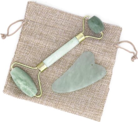 *** Gezichts Roller - Met Gua Sha Schraper - Hand gemaakt - Jade Roller - 100% Natuurlijke Producten - van Heble® ***