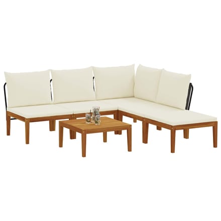 vidaXL - 6 - st - Massief - acaciahout - & - touw - Naturel