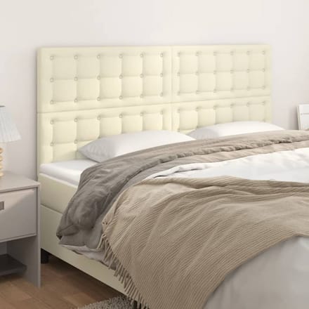 vidaXL - Hoofdbord - crème - 160x5x118/128 - cm - kunstleer