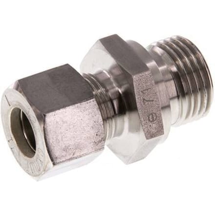 G 1/2'' Buitendraad x 12L RVS Rechte Knelfitting 315 Bar DIN 2353 - FL2S-MO-ST-012G-12-L