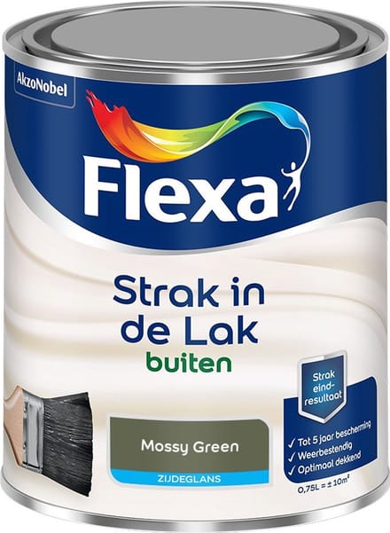 Flexa - Strak In De Lak Buitenlak Zijdeglans - Mossy Green - Mengverf - 750 Ml