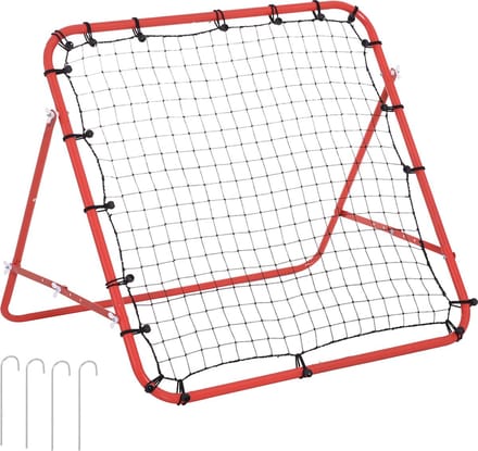HOMCOM Voetbal rebounder kickback goal reboundmuur trainingsnet staal 75 x 126 cm A62-012