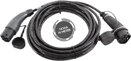 Ratio Basic Line laadkabel auto | type 2 naar type 2 | 7.4 kW | fase 1 - 32A | 15 meter