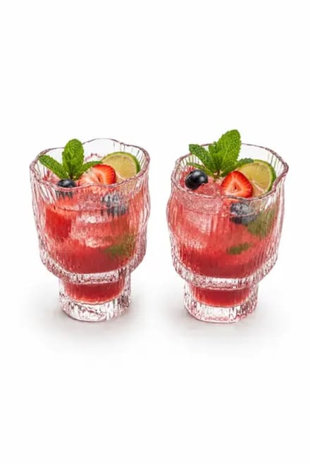Mizu drinkglazen set 6 – geribbeld – 120 ml – helder glas – vaatwasserbestendig