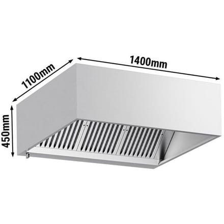 GGM Gastro Kastenhaube - 1400mm - mit Filter & Lampe Zilver