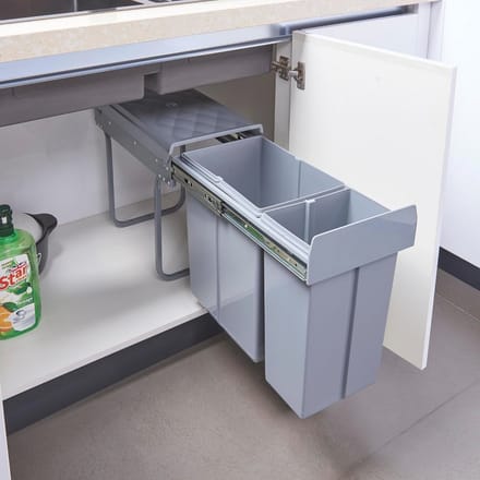 Inbouw prullenbak 20L en 10L - Grijs