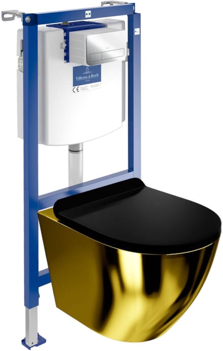 LAVITA complete toiletset SOFI SLIM goud/zwart randloos chroom