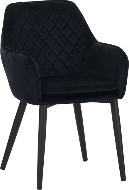 Colenis® - Jay Eetkamerstoel - Set Van 2 - Zwart - Fluweel - Velvet - Met armleuning