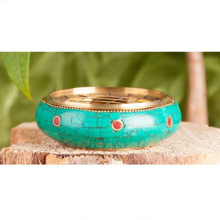 Wierookbrander met netje messing met stenen 8,5 cm