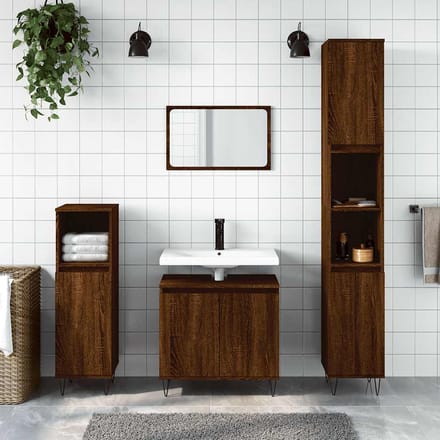 vidaXL - Badkamerkast - 58x33x60 - cm - bewerkt - hout - bruin - eikenkleur