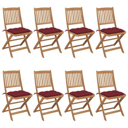 vidaXL - Inklapbare - stoelen - 8 - st - met - kussens - massief - acaciahout