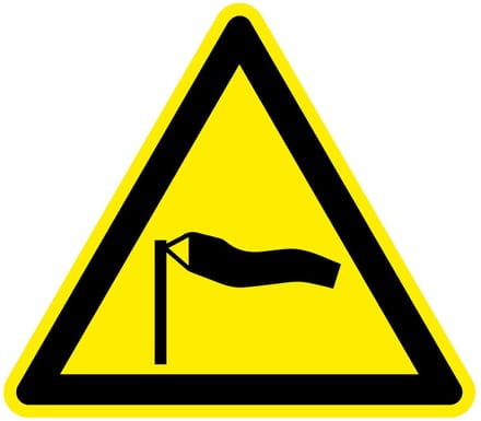 Waarschuwingsbord harde wind, W064 200 mm
