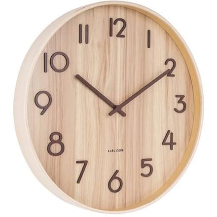 Karlsson Wandklok Pure - Licht lindehout - Medium - Ø40cm - Scandinavisch