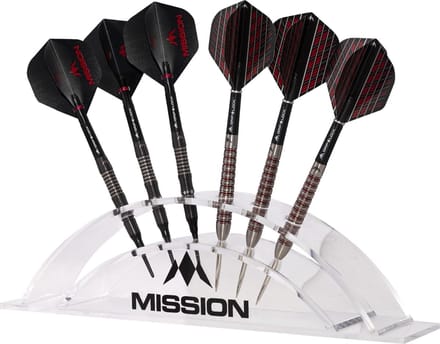 DARTS DISPLAY - TRANSPARANT ACRYLIC - 6 PIJLEN - MISSION