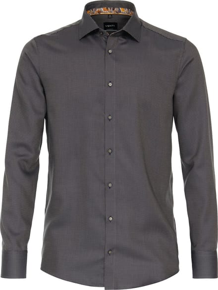 VENTI modern fit overhemd - dobby - bruin - Strijkvrij - Boordmaat: 40 (EU maat: M)
