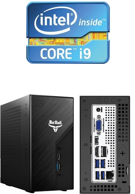 BitBull i9 14900K 24-Core Mini PC Computer|32GB RAM 1TB SSD M.2|Intel Core i9@6Ghz Turbo!|WIFI 6/Bluetooth 5.2|Ondersteuning voor 3 Schermen|Met Windows 11 Professional