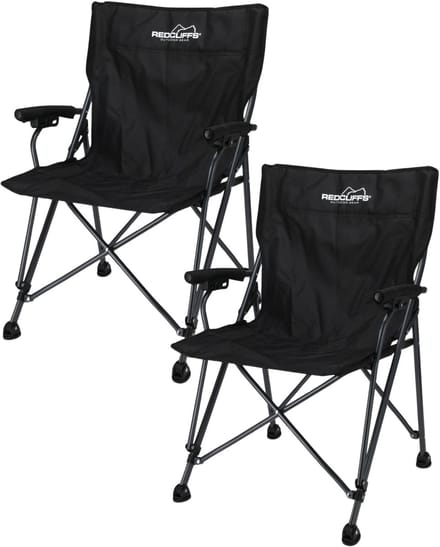 Redcliffs Campingstoel - 2x - vouwbaar - zwart - 61 x 60 x 88 cm - vissersstoel