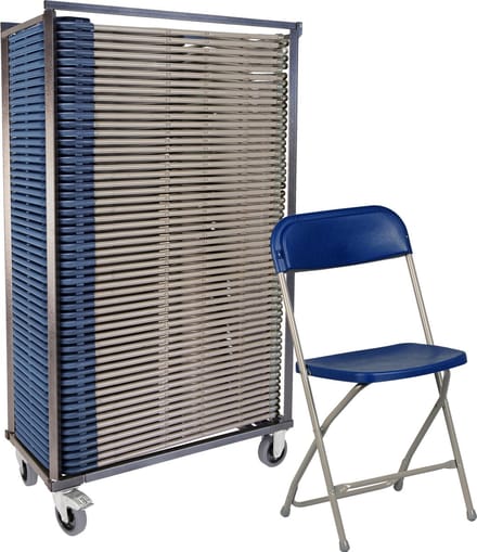 50x klapstoel Titan - in transportkar - grijs/blauw