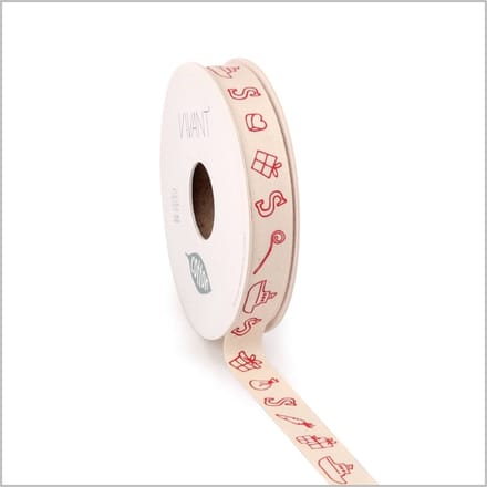 Luxe Katoenen sinterklaas Lint - inpaklint - sinterklaas cadeautjes - Rood-Wit - 15mm x 20 meter