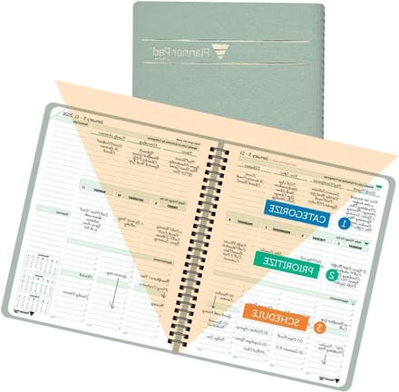 Planner Pad Organizer - Weekplanner Kalender - Dagelijkse Planning - 3-Tier Funnel Down - 6 3/4" x 8 1/2"