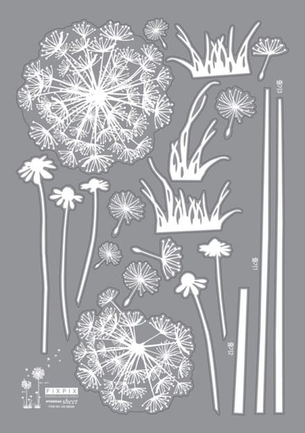 Muurstickers, decoratieve stickers, paardenbloemen