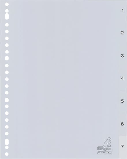 Kangaro tabbladen - A4 - PP 120 micron - grijs - 23-gaats - 7-delig cijfers