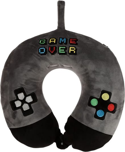 Nekkussen met ophanglus voor kinderen - game over - grijs - polyester - reiskussen voor onderweg