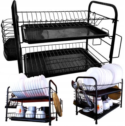 Dubbele Afdruiprek Keuken - 53cm - Inclusief Bestekhouder & Plankhouder