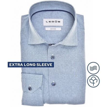 Ledûb Overhemd Extra Long Sleeve Allover Multi Mini Dot Mouwlengte 7 Midden Blauw / male