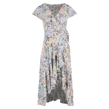 Maje Ritelle midi-jurk van crêpe met kanten details en bloemenprint van polyester