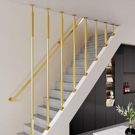 Verstelbare trapleuning - Metalen leuning Balustrade - Veilig traplopen - Opengewerkt design - 90 cm - Goud