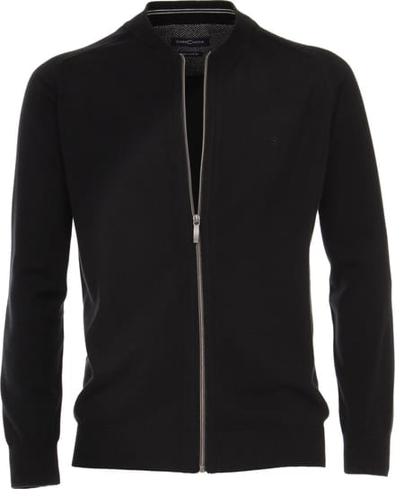 CASA MODA heren vest katoen - met rits - zwart