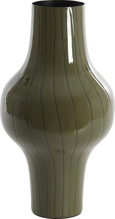 Light&living Vaas deco Ø22x40 cm SINDO glanzend donker olijf groen+zwart