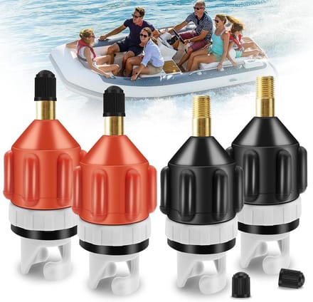 SUP Pompadapters - Ventiel Adapters - Water Sport Uitrusting - Set van Vier - Compact Formaat - Oranje Zwart